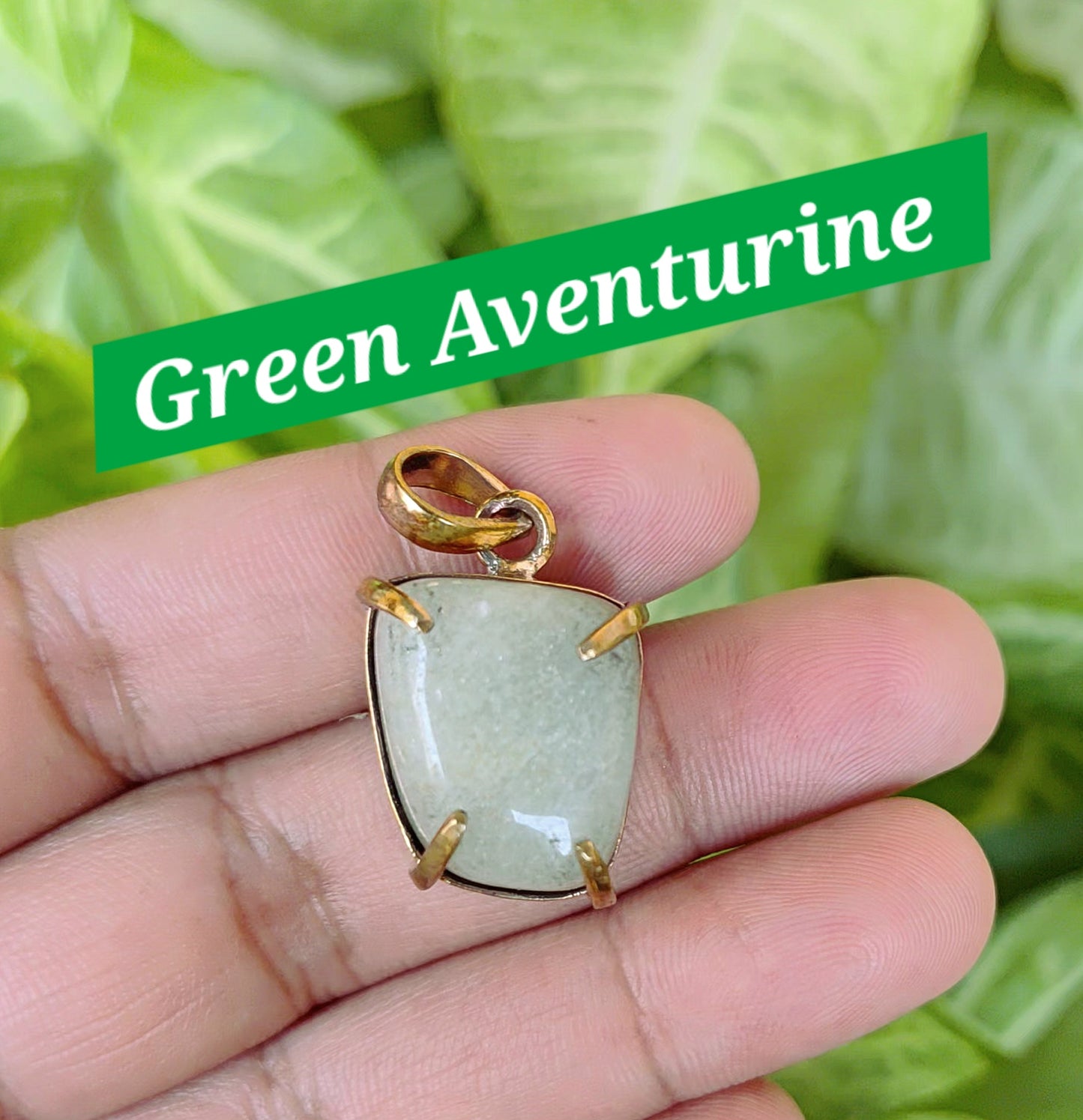Natural Green Aventurine Pendant _ अष्टधातु